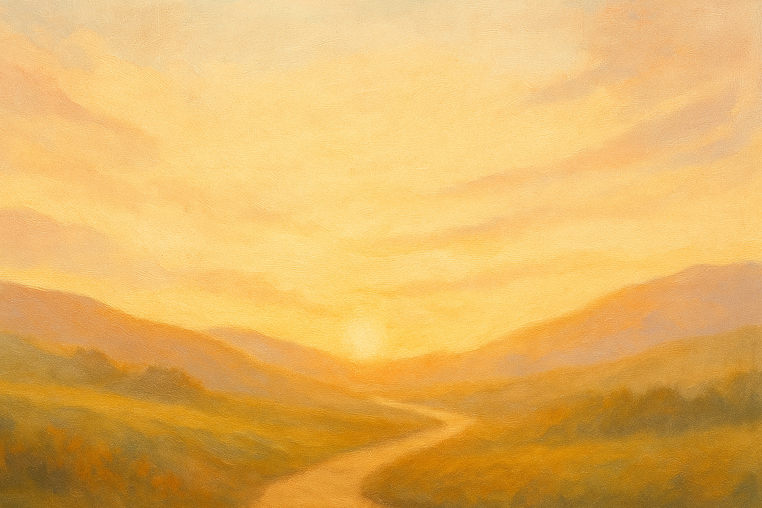 Warm sunrise over rolling hills